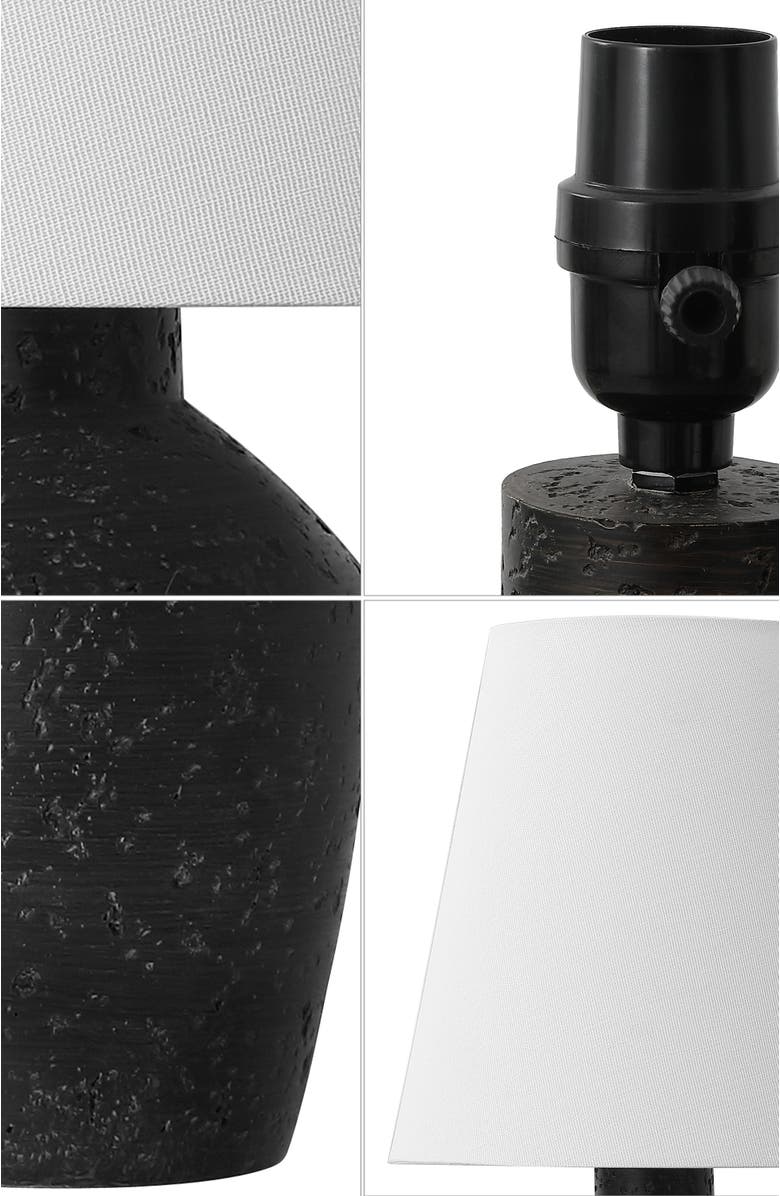 JONATHAN Y Xander 19.5" Minimalist Scandinavian Concrete Effect Resin/Iron Ginger Jar LED Table Lamp, Alternate, color, Matte Black