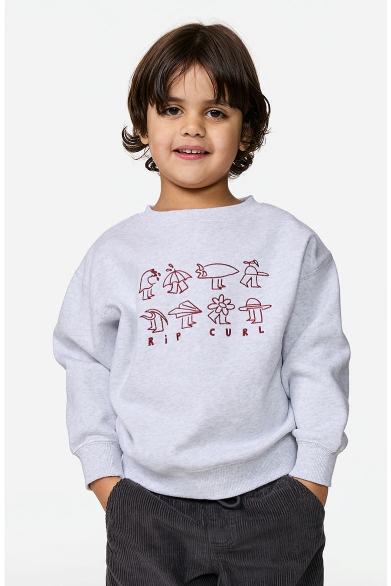 Kids' Surf Check Crewneck Sweatshirt, Main, color, LIGHT GREY HEATHER