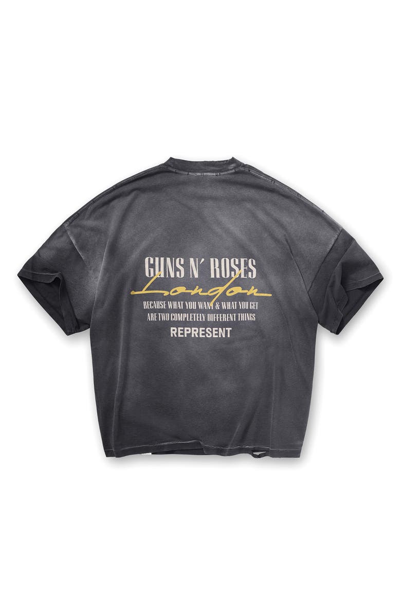 Represent G 'n' R Cotton T-Shirt, Alternate, color, Stained Black