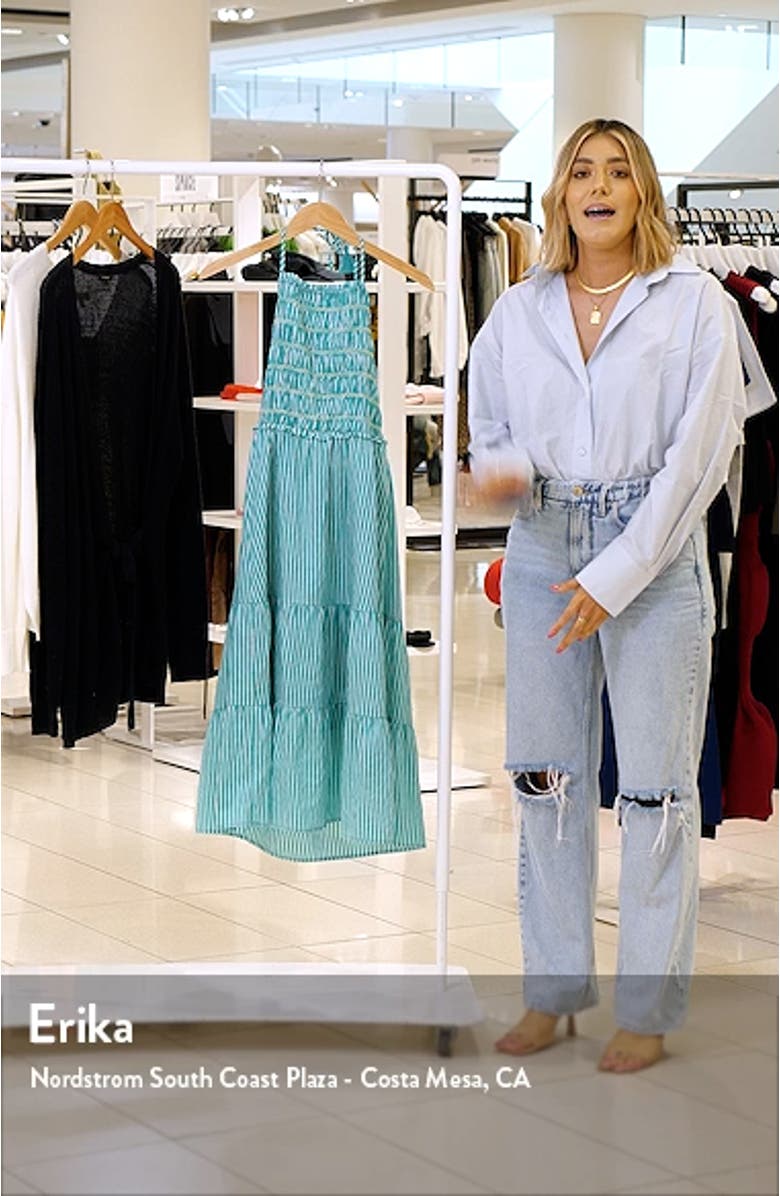 Tropical Splash Stripe Cotton Midi Sundress, sales video thumbnail