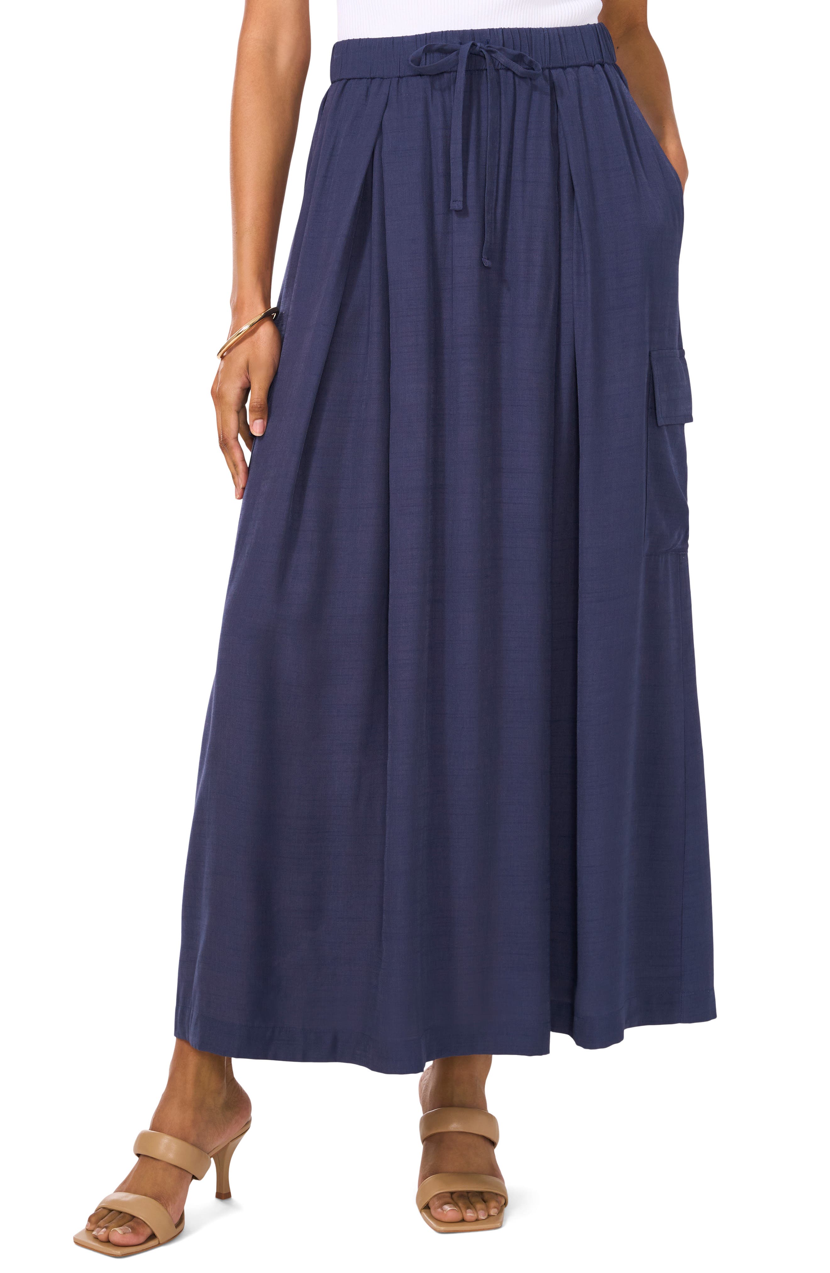 Drawstring Midi Cargo Skirt