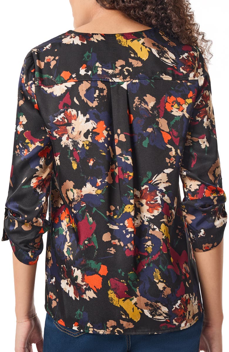 Jones New York Floral Satin Button-Up Shirt, Alternate, color, 