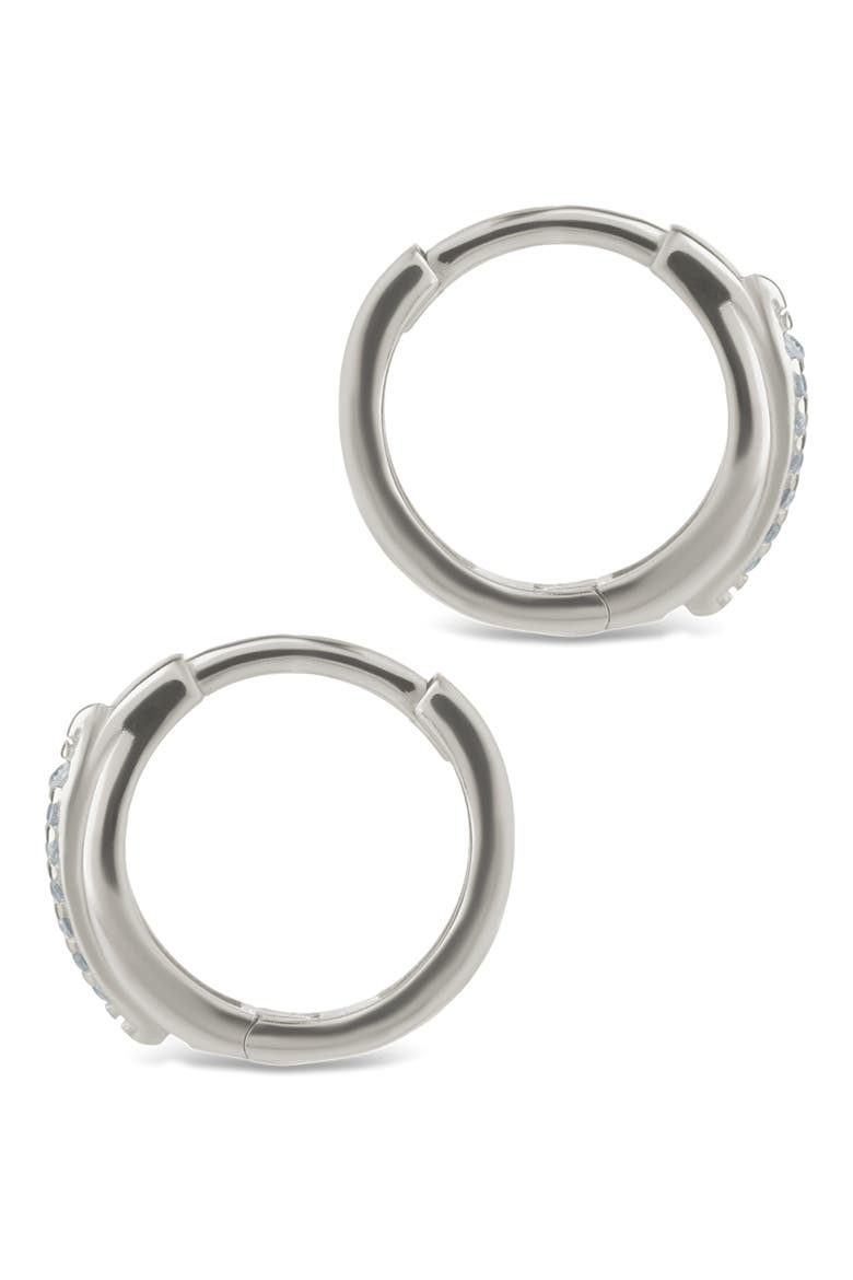 Denise Cubic Zirconia Pavé Huggie Hoop Earrings, Alternate, color, SILVER