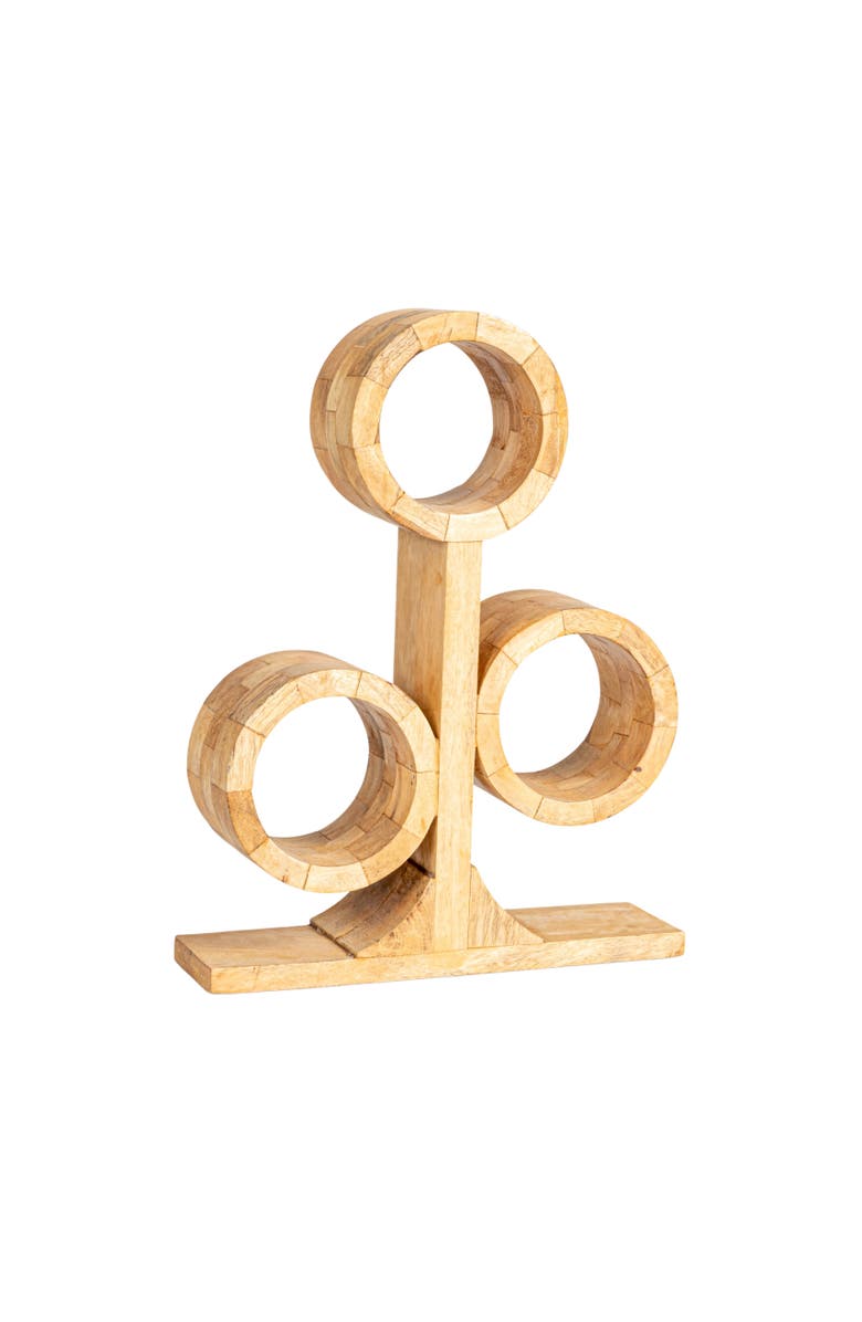 Storied Home Mango Wood Circular Wine Rack, Natural, Main, color, Natural