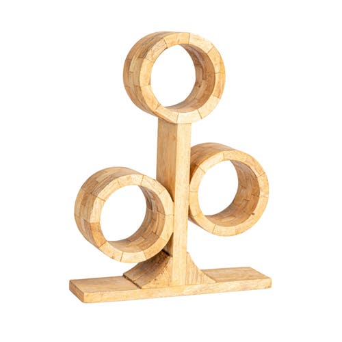 Storied Home Mango Wood Circular Wine Rack, Natural In Brown