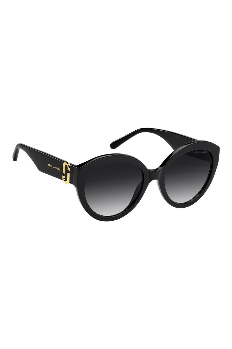 56mm Cateye Sunglasses, Alternate, color, BLACK/ DARK GREY SF