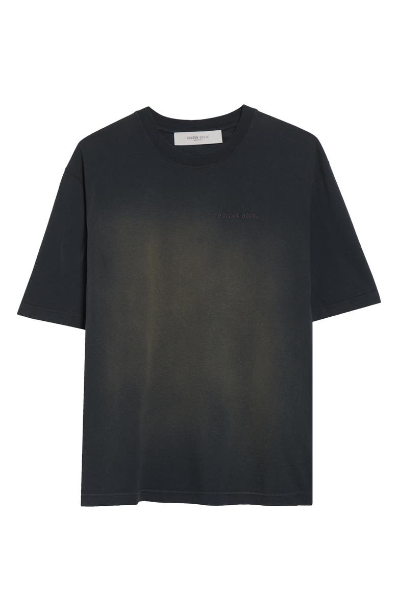 Golden Goose Gender Inclusive Journey Garment Dyed Logo T-Shirt, Alternate, color, Bleached Washed Black