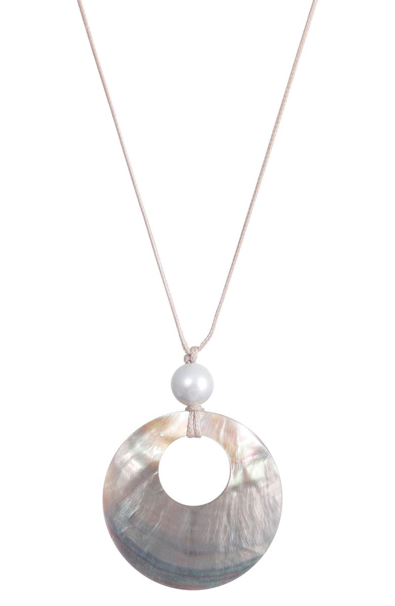 Adornia Shell & Faux Pearl Pendant Necklace, Main, color, White