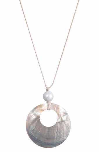 Adornia Shell & Faux Pearl Pendant Necklace
