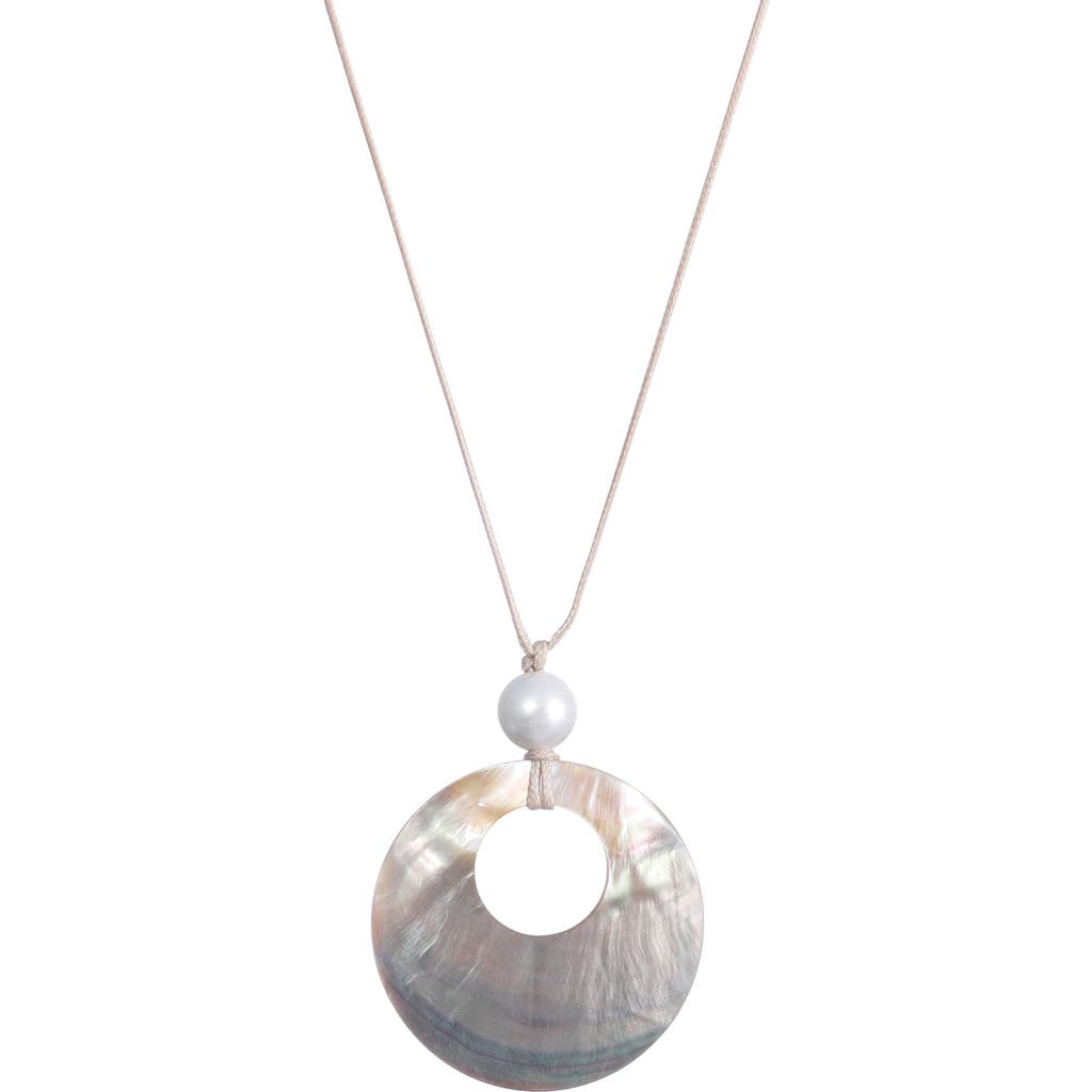 Adornia Adjustable Leather And Shell Necklace In White