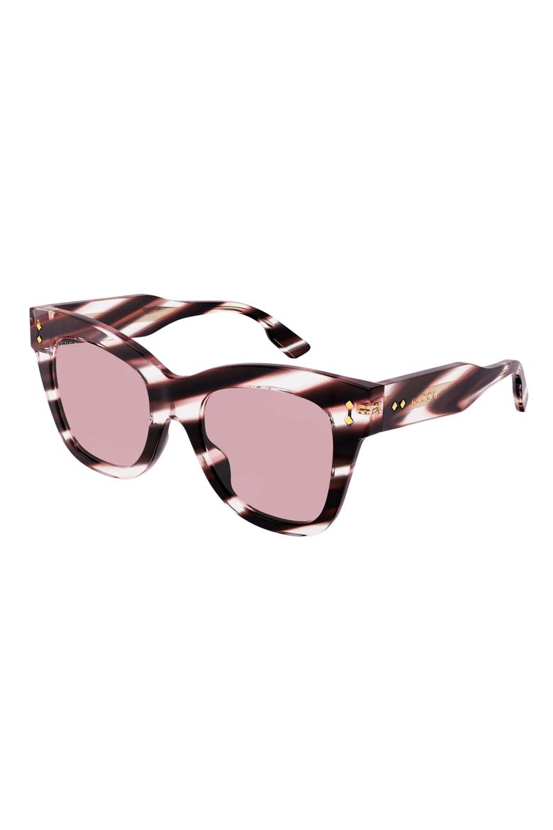 52mm Square Cat Eye Sunglasses, Main, color, HAVANA