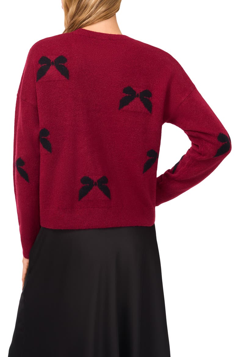 Bow Crewneck Sweater, Alternate, color, DEEP MERLOT
