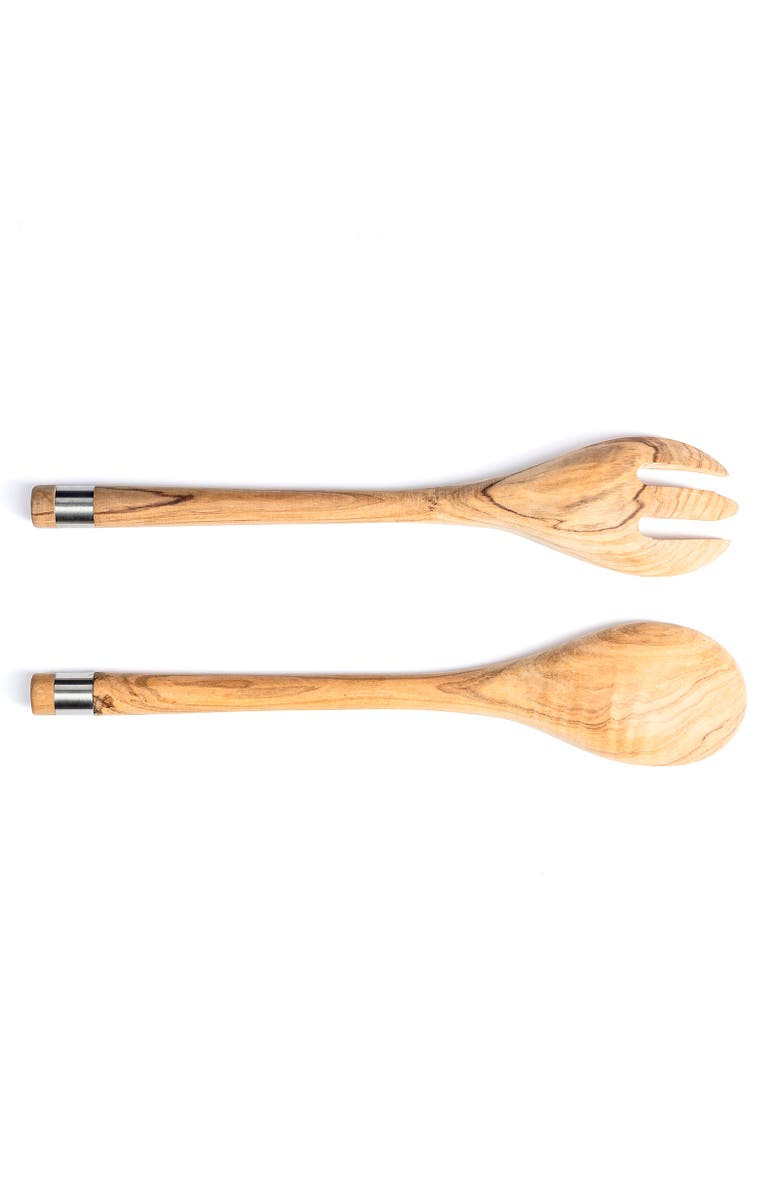 Berard France Olive Wood Handcrafted 2 Piece Salad Server Set, Alternate, color, Brown