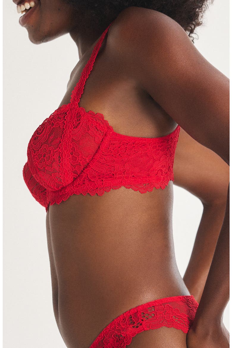 Romantic Corded Lace Unlined Underwire Bra, Alternate, color, TIMELESS RED