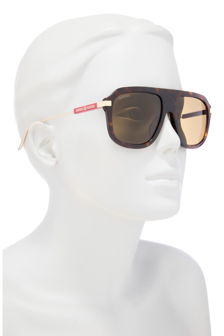 57mm Aviator Sunglasses, Alternate, color, HAVANA GOLD BROWN