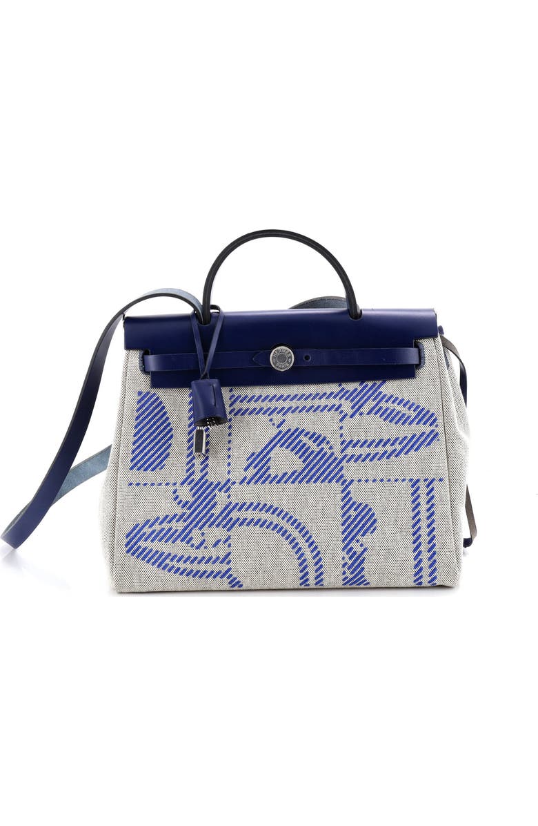 Pre-Owned Hermes Herbag Zip Relief Brides de Gala Toile and Leather 31, Main, color, Bleu France