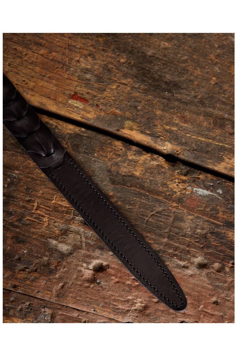 Tess Woven Leather Belt, Alternate, color, BLACK