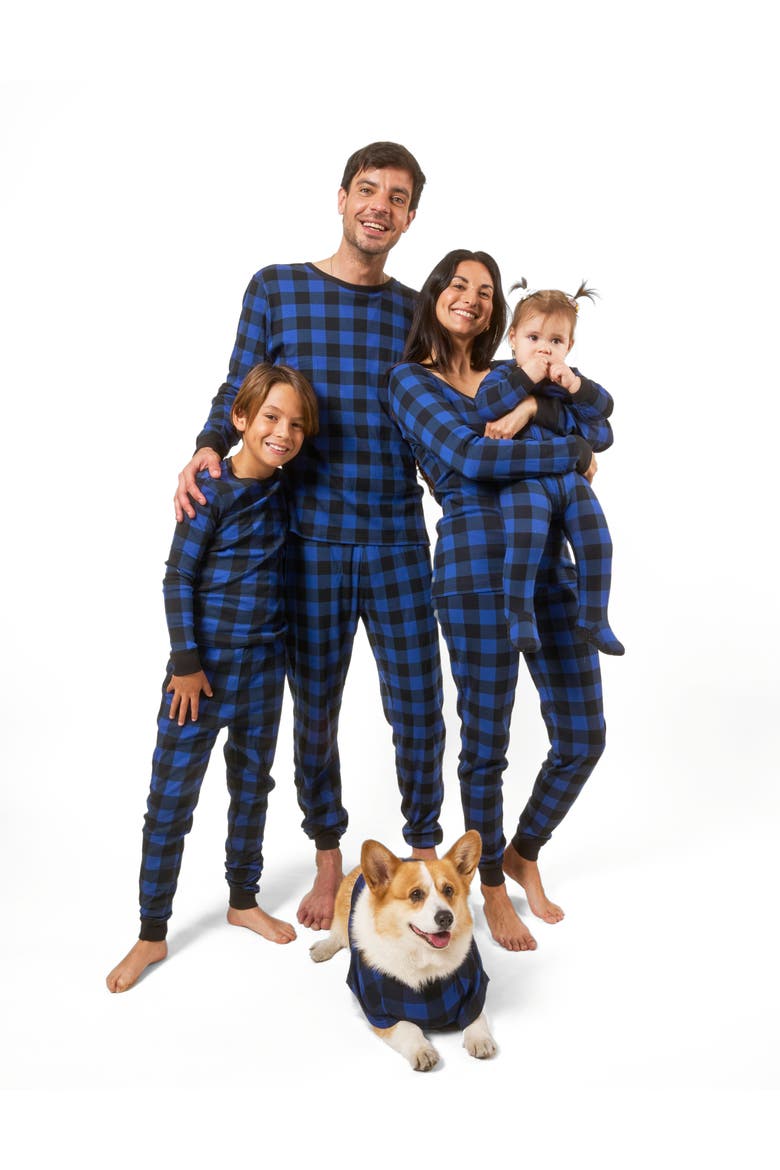 Buffalo Check Footed Pajama, Alternate, color, BLACK/NAVY