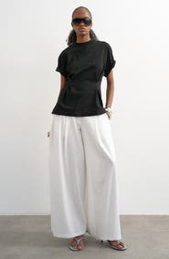 Topshop Linen Blend Wide Leg Pants