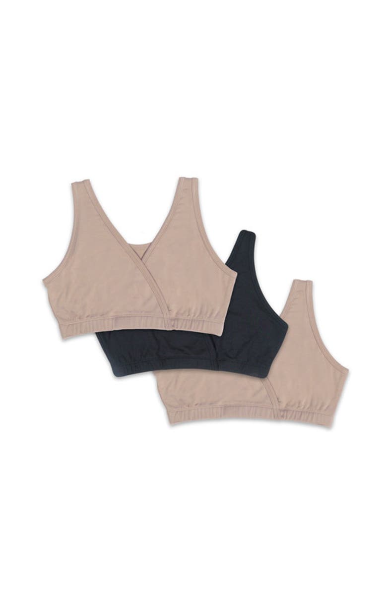 Everly Grey Paisley During & After 3-Piece Maternity/Nursing Sleep Bras, Main, color, Latte