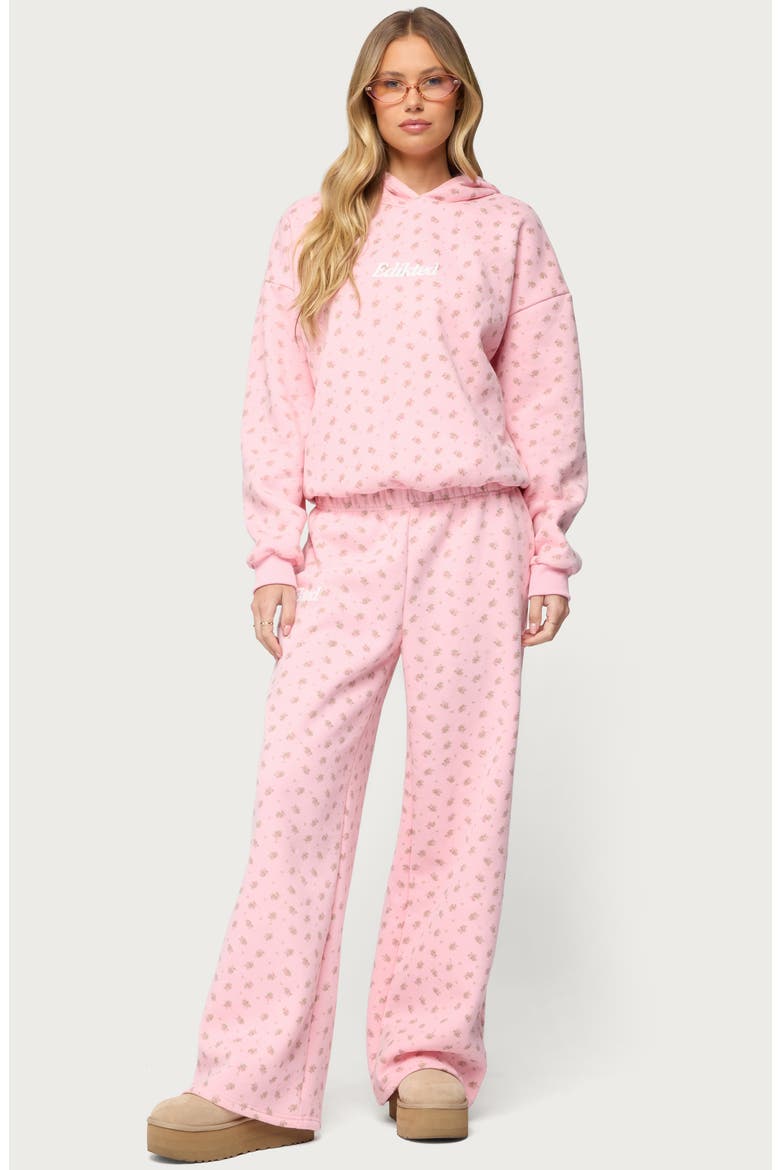 Floral Low Rise Straight Leg Sweatpants, Alternate, color, LIGHT-PINK