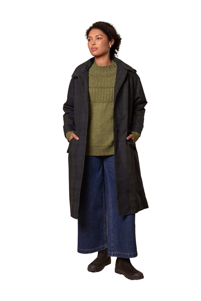 British Waxed Cotton Trench Coat, Alternate, color, Blackwatch
