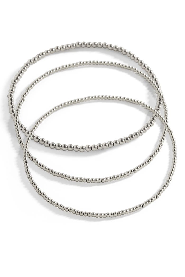 322 Beaded Stacking Set Bracelet, Main, color, Silver