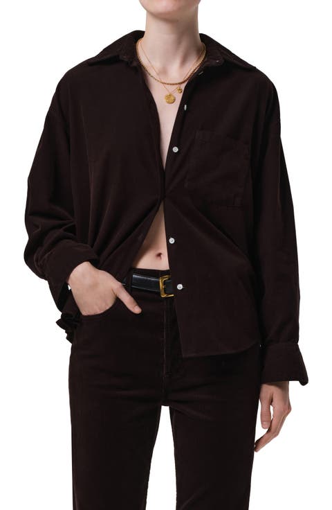 Kayla Oversize Corduroy Button-Up Shirt