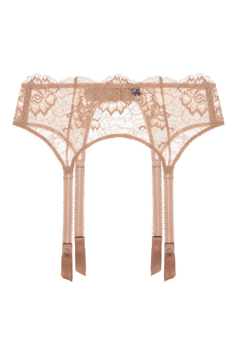 Isabel Lace Suspender Belt, Alternate, color, AMANDE