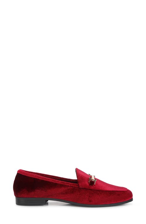 Shop London Rag Evelio Horsebit Velvet Loafer In Burgundy