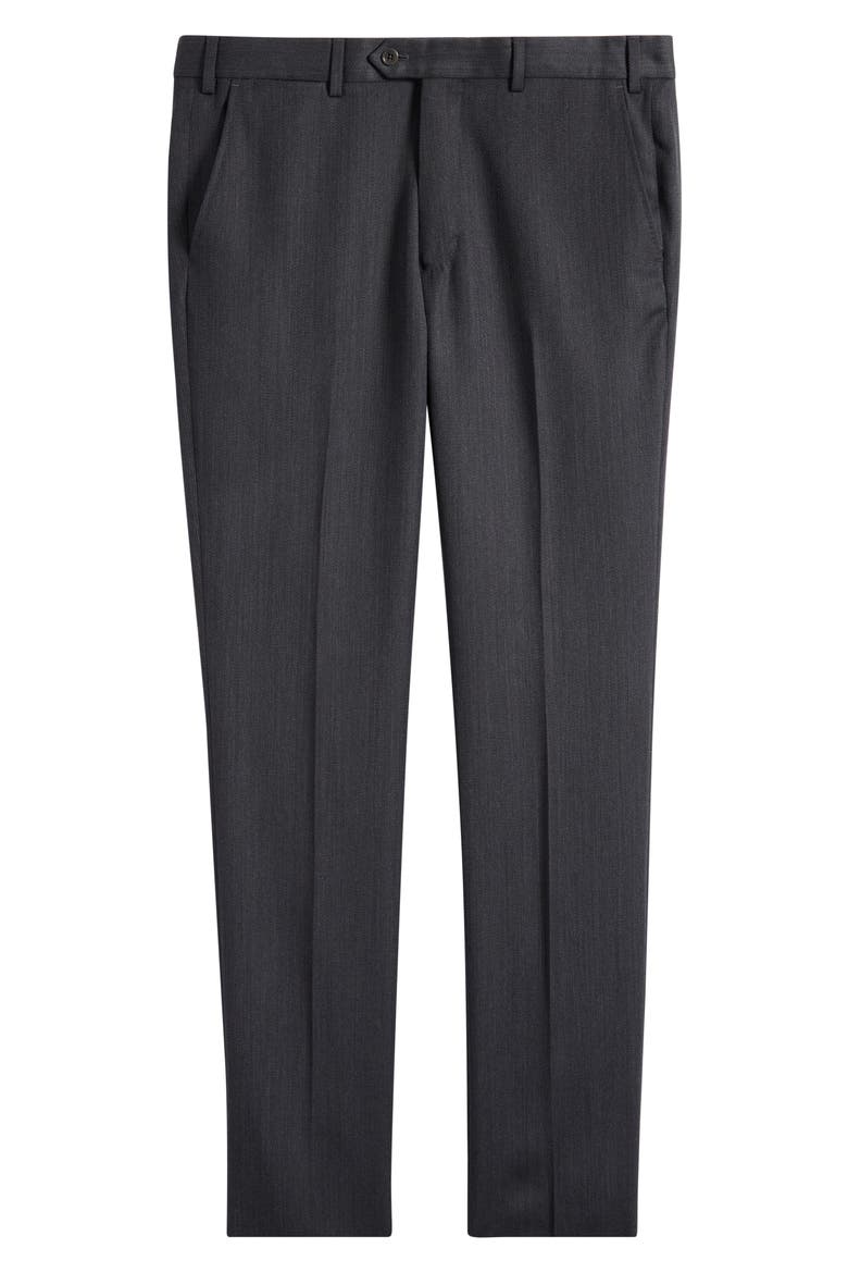Flat Front Wool Dress Pants, Alternate, color, SOLID BLACK