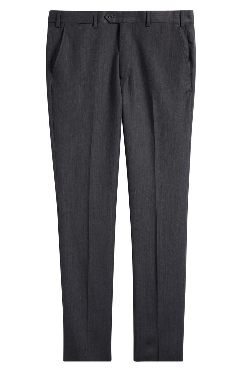 Emporio Armani Flat Front Wool Dress Pants, Alternate, color, Solid Black