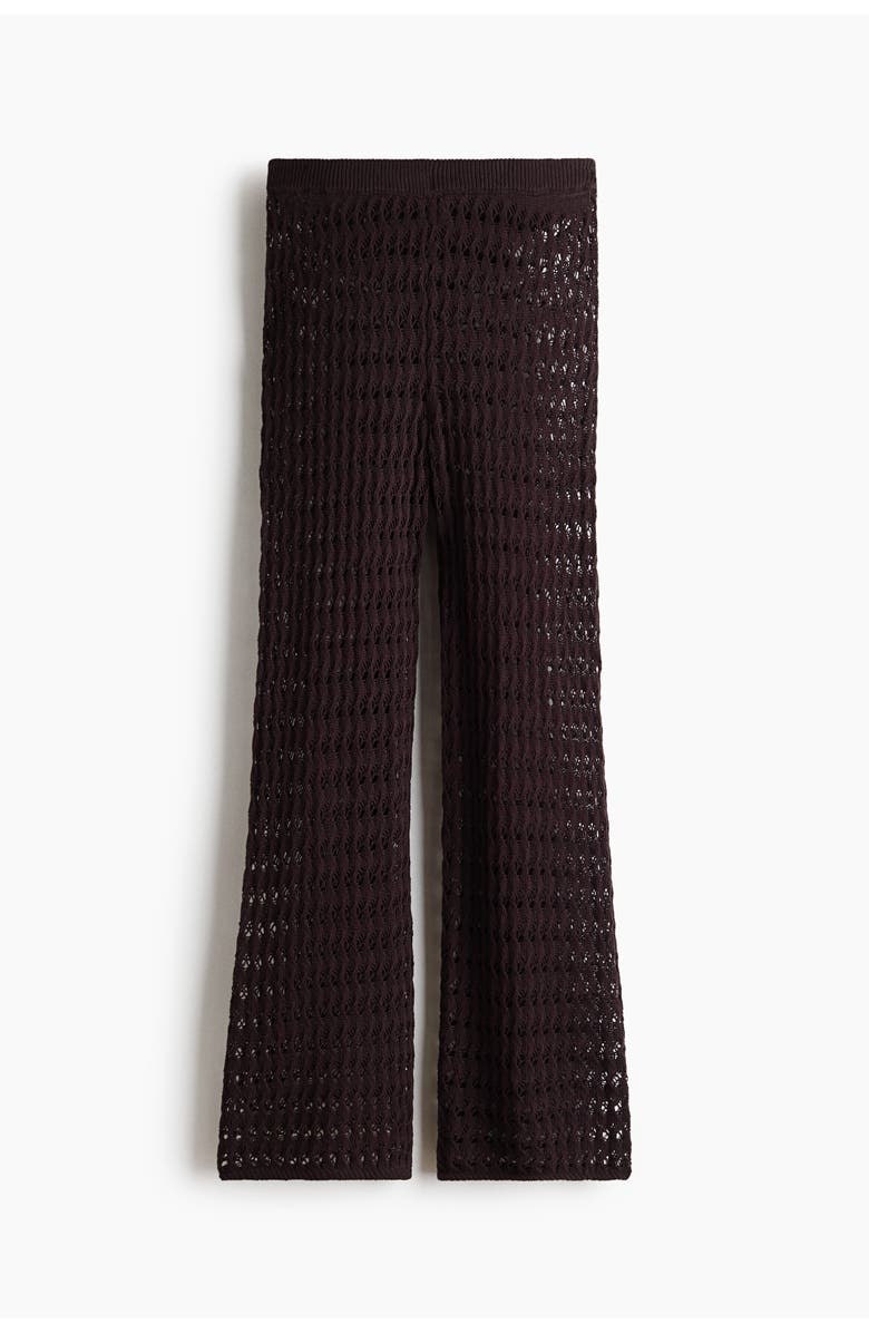 H&M Crochet-look Cotton Trousers, Main, color, Dark Brown