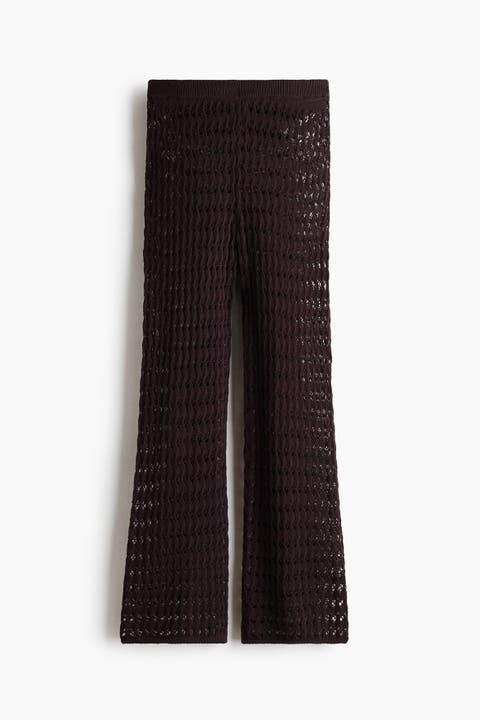 Crochet-look Cotton Trousers