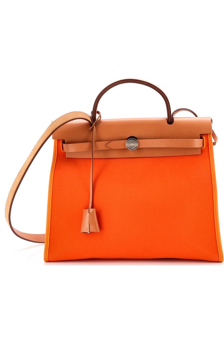 Pre-Owned Hermes Herbag Zip Leather and Toile 31, Main, color, Feu