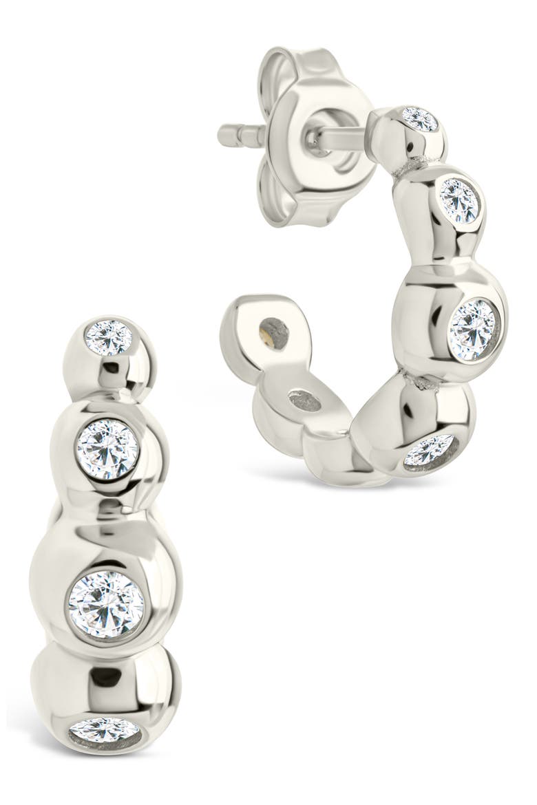 Maison Cubic Zirconia Bubble Micro Hoop Earrings, Main, color, SILVER