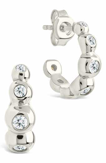 Sterling Forever Maison Cubic Zirconia Bubble Micro Hoop Earrings