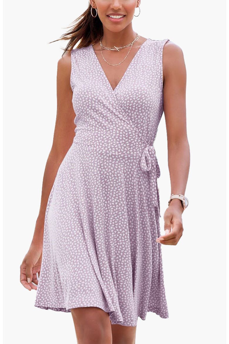 Wrap Look Dress, Main, color, Lilac Printed