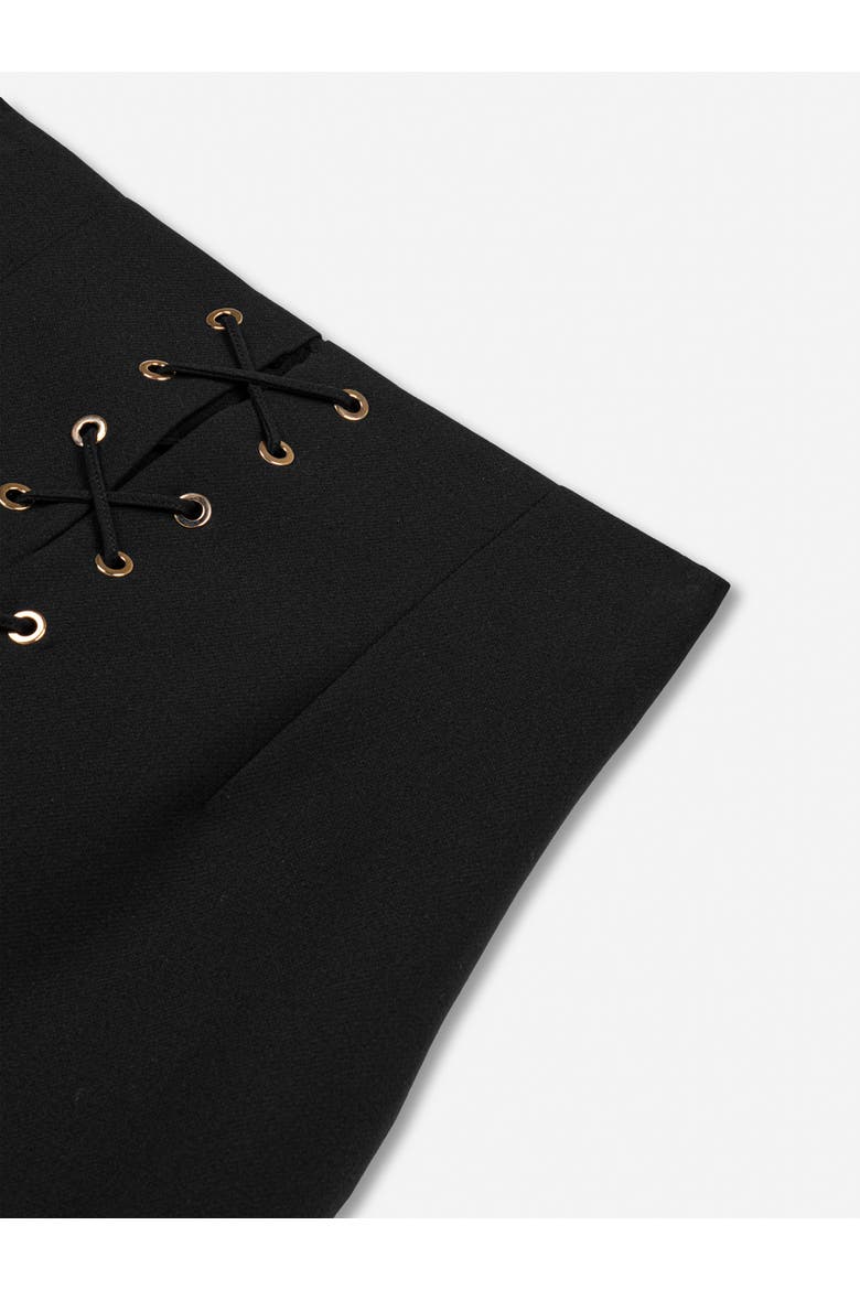 Eyelet Detail High Waist Midi Skirt, Alternate, color, Black