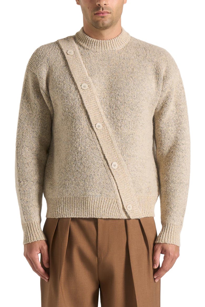 Theo Asymmetric Brushed Wool Knit Jumper, Alternate, color, Beige