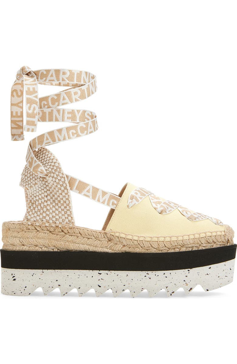 Stella McCartney Gaia Logo Strap Espadrille, Alternate, color, Banana