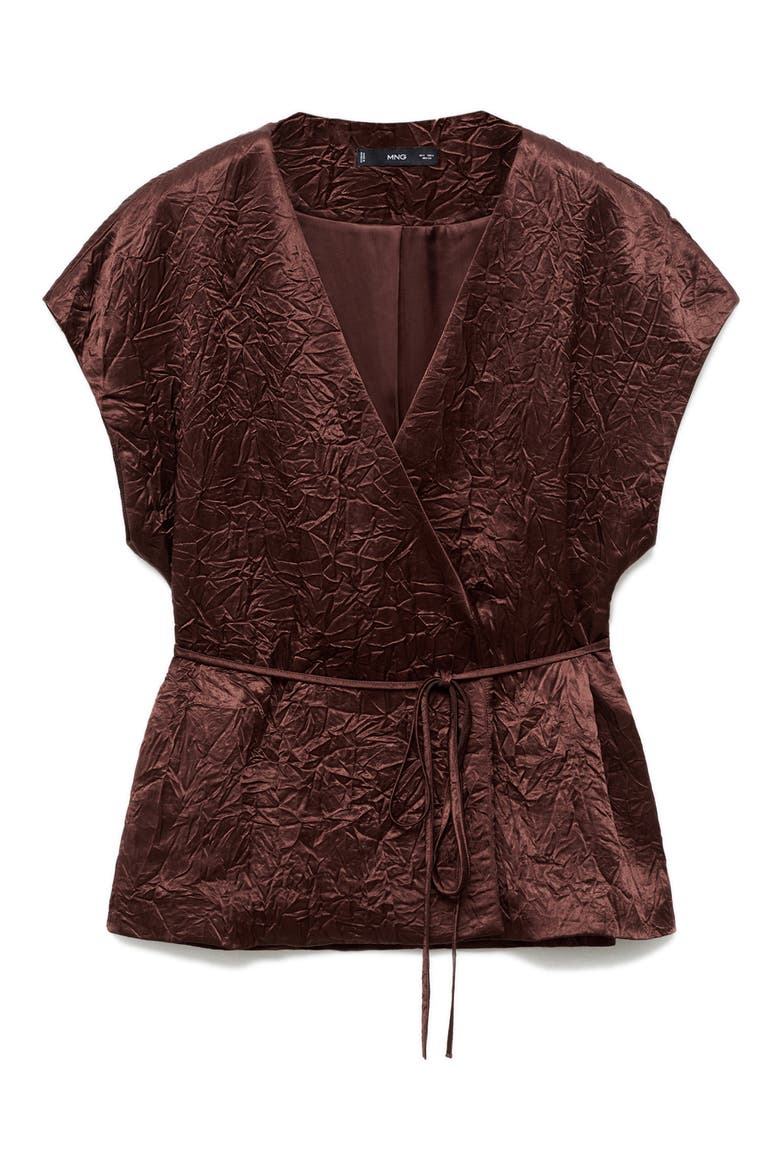 Double Breasted Crinkled Effect Wrap Jacket, Alternate, color, CHOCOLATE