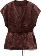 MANGO Double Breasted Crinkled Effect Wrap Jacket