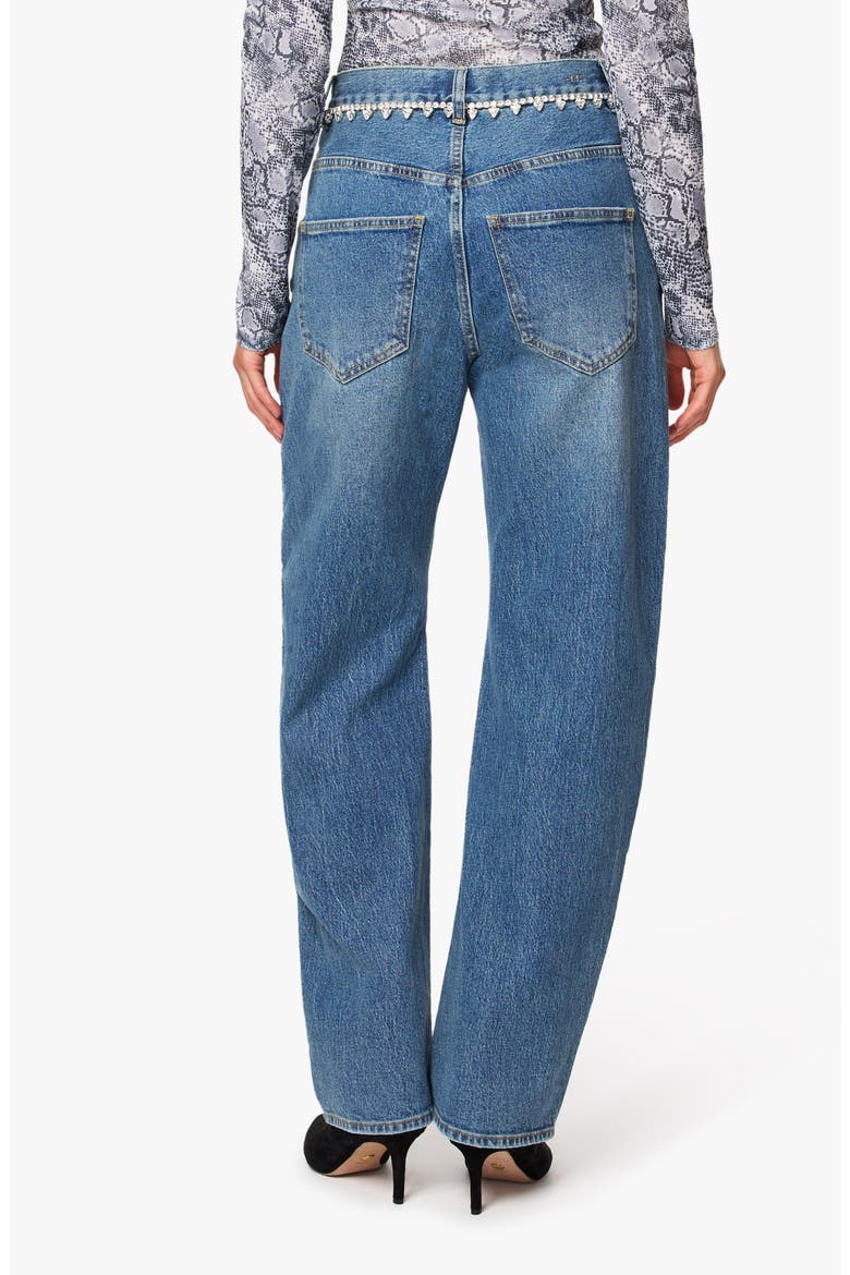 Gwen Rhinestone Waistband Bowed Leg Relaxed Jeans, Alternate, color, PEBBLE