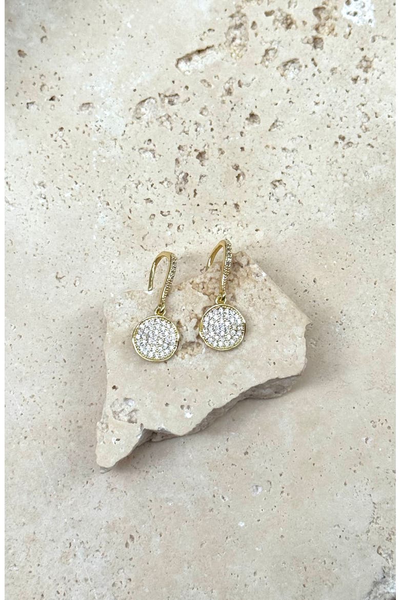 Cubic Zirconia Pebble Wavy Drop Earrings, Alternate, color, GOLD