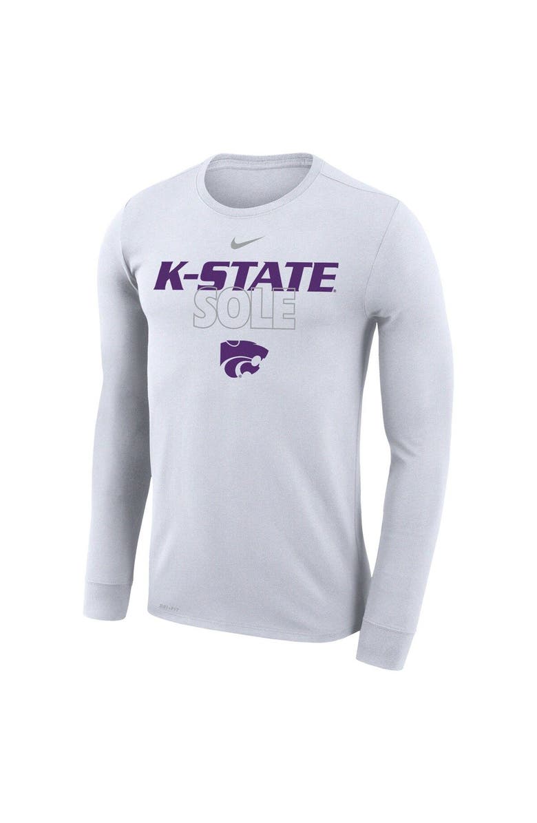 Nike White Kansas State Wildcats 2023 On Court Bench Long Sleeve T-Shirt, Alternate, color,