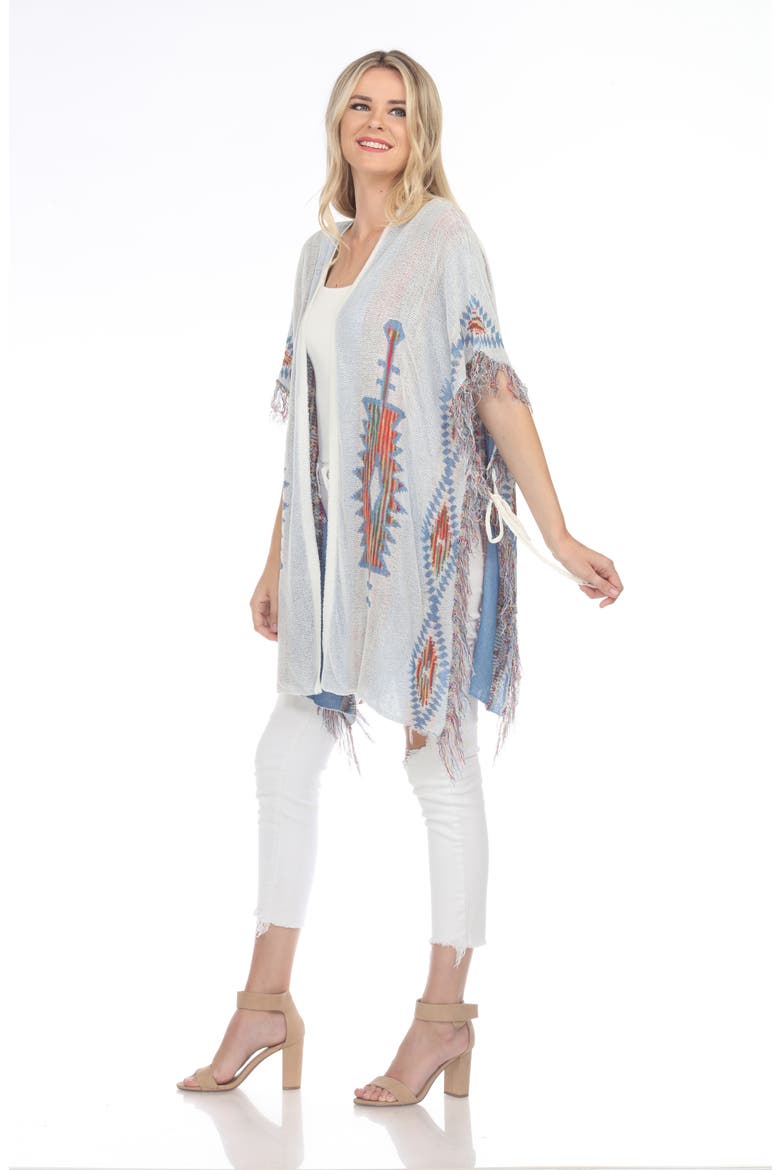 Fringe Open Front Ruana, Alternate, color, WHITE