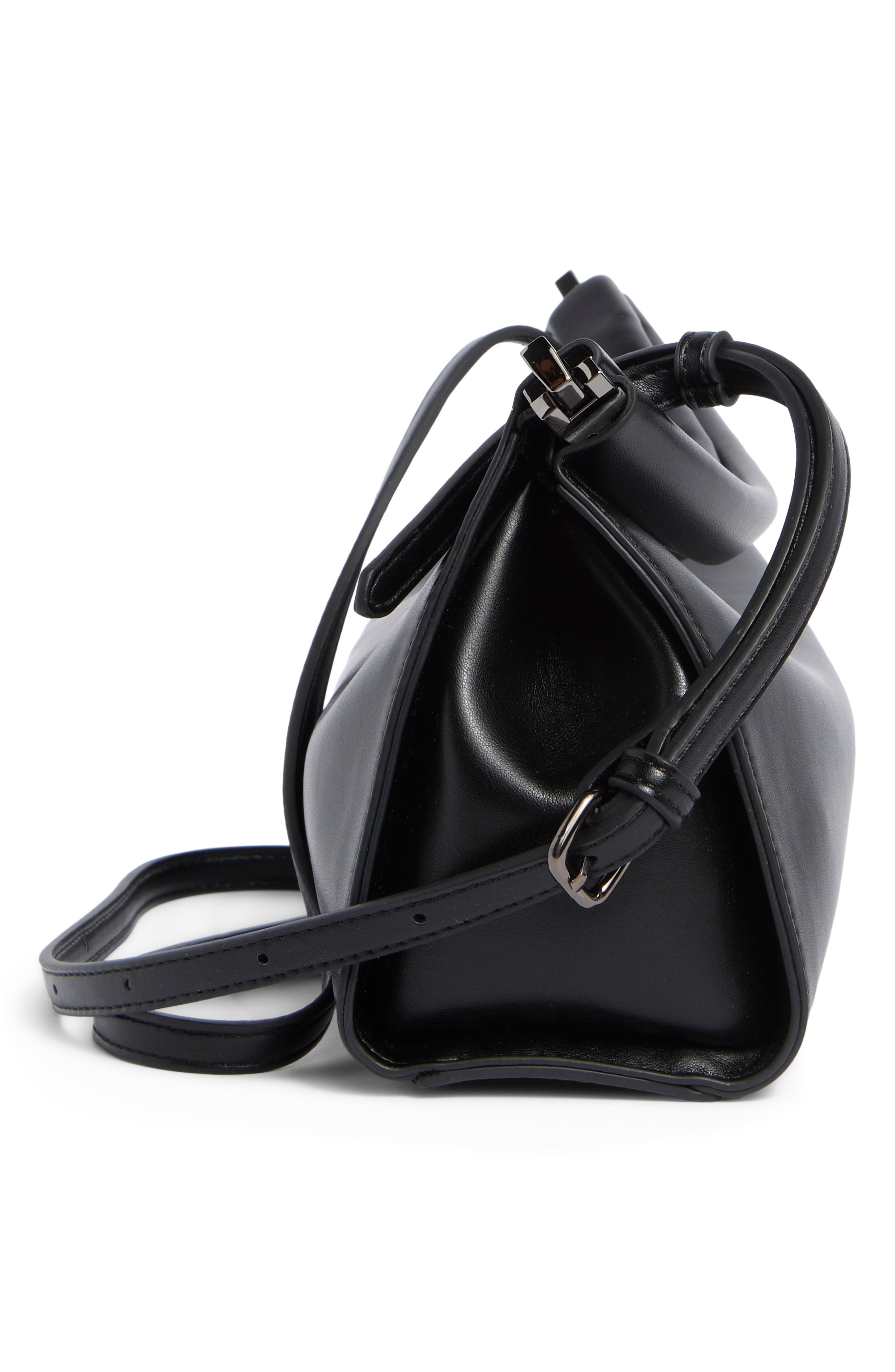 Faux Leather Shoulder Bag, Alternate, color, BLACK