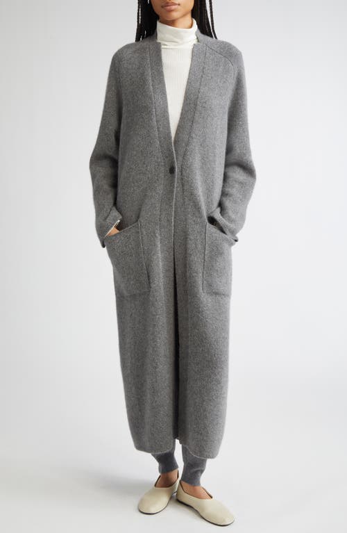 Loulou De Saison Smet Mercerized Wool & Yak Hair Blend Maxi Cardigan In Gray