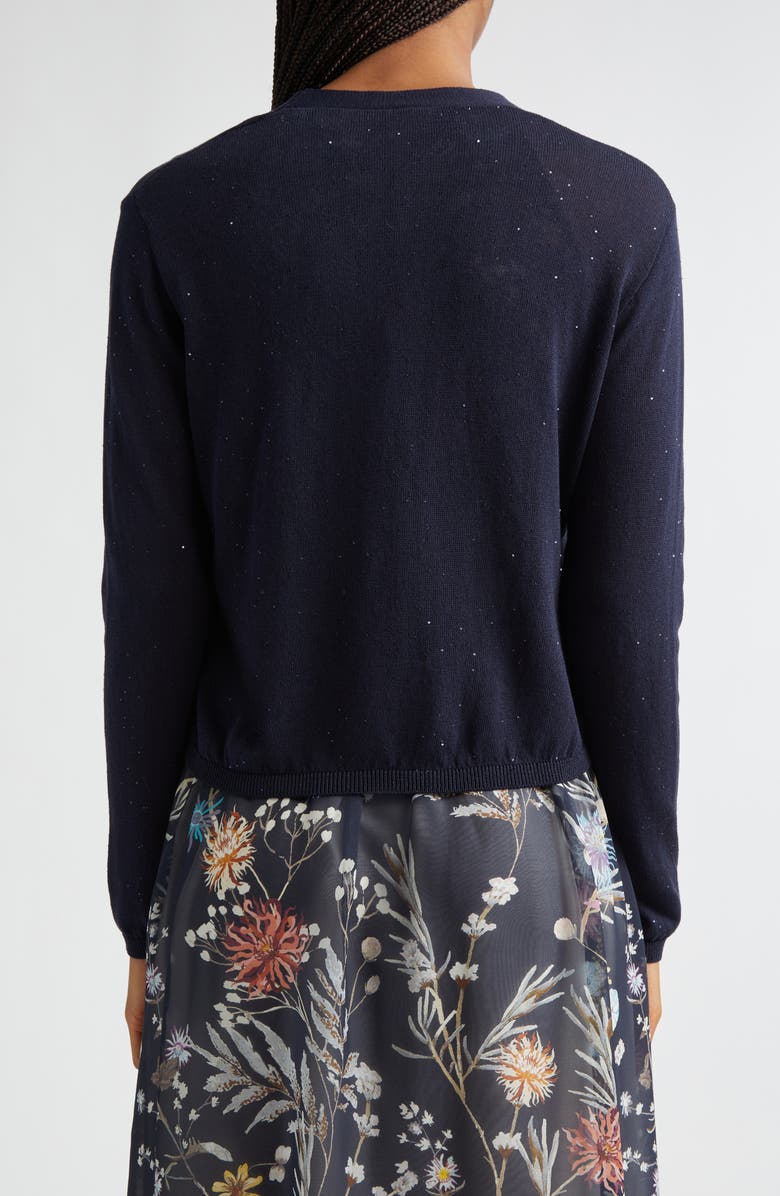 Eleventy Micro Sequin Silk & Cotton Cardigan, Alternate, color, 11N New Blue